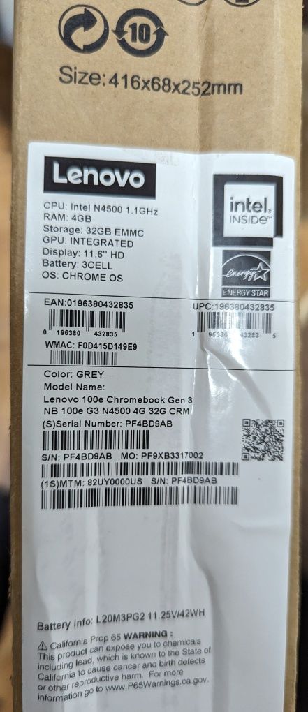 Chromebook Lenovo 100e Gen 3 4/32