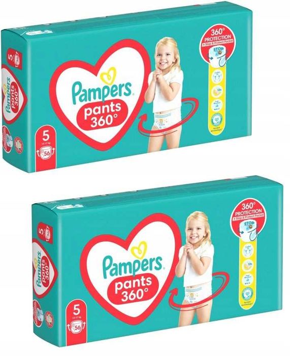 2 x Pieluchomajtki PAMPERS PANTS ACTIVE BABY Rozmiar 5 * 56 sztuk