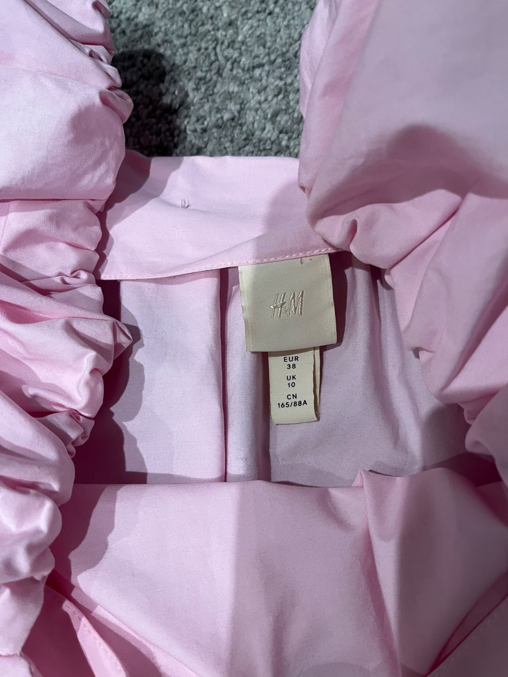 Sukienka koszulowa H&M, r.M, szeroki krój, bufki