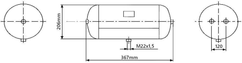 ZBIORNIK Powietrza MF3 10L 206x367mm 15,5bar [3597]