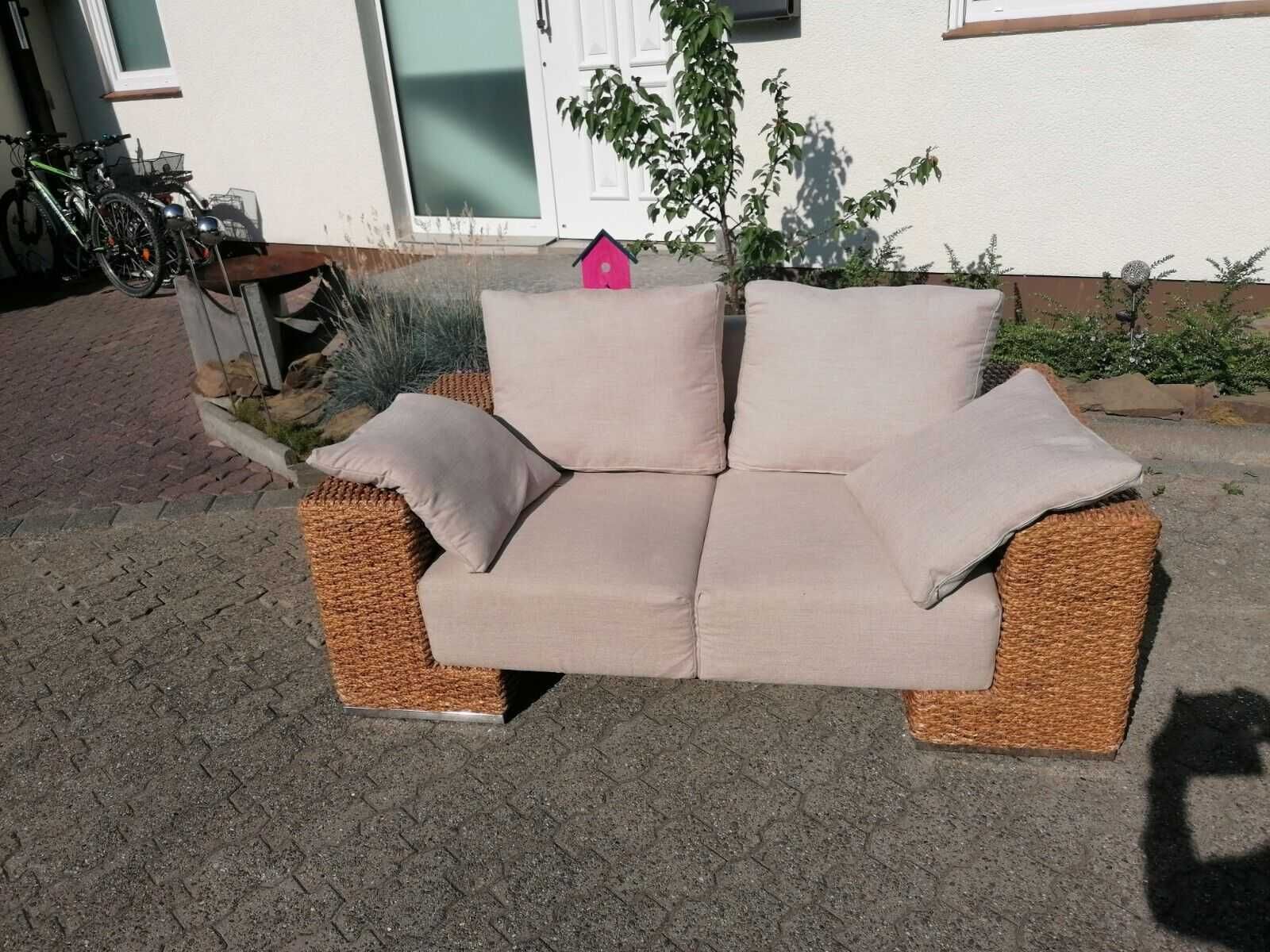 Zestaw rattanowy sofa z rattanu kanapa fotel naturalny ogrodowy rattan