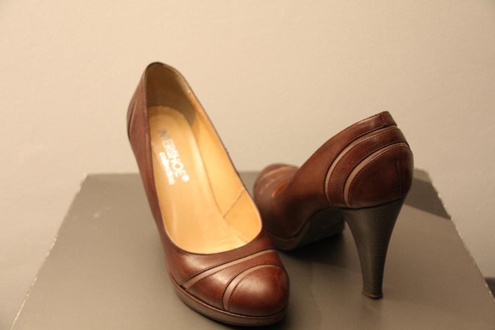 Intershoe czółenka szpilki skóra brąz rozmizr 37