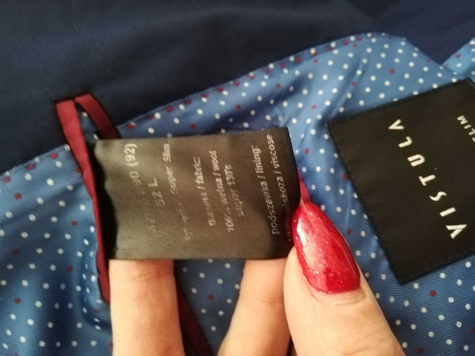 marynarka Vistula super slim 52 L 182/104/90(92) 52L granat wełna 130'