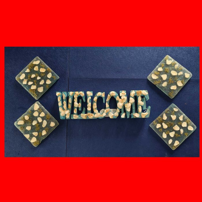 Ozdoba, szyld, napis WELCOME, podświetlany