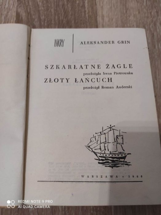 Książka Szkarłatne Żagle 1968r.