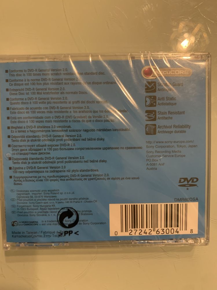 SONY 8cm DVD-R GRAVÁVEL DUPLA FACE 60min 2.8GB DMR60A-BT NOVO LACRADO!