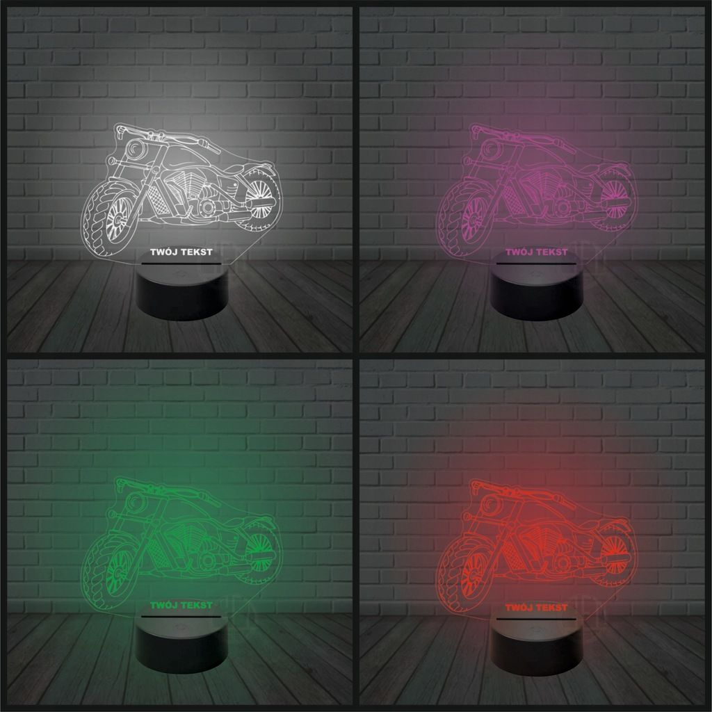 Lampka nocna LED imię grawer MOTOR harley czoper
