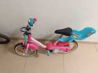Różowy rowerek dziecięcy jednorożec rower z kółkami bocznymi btwin