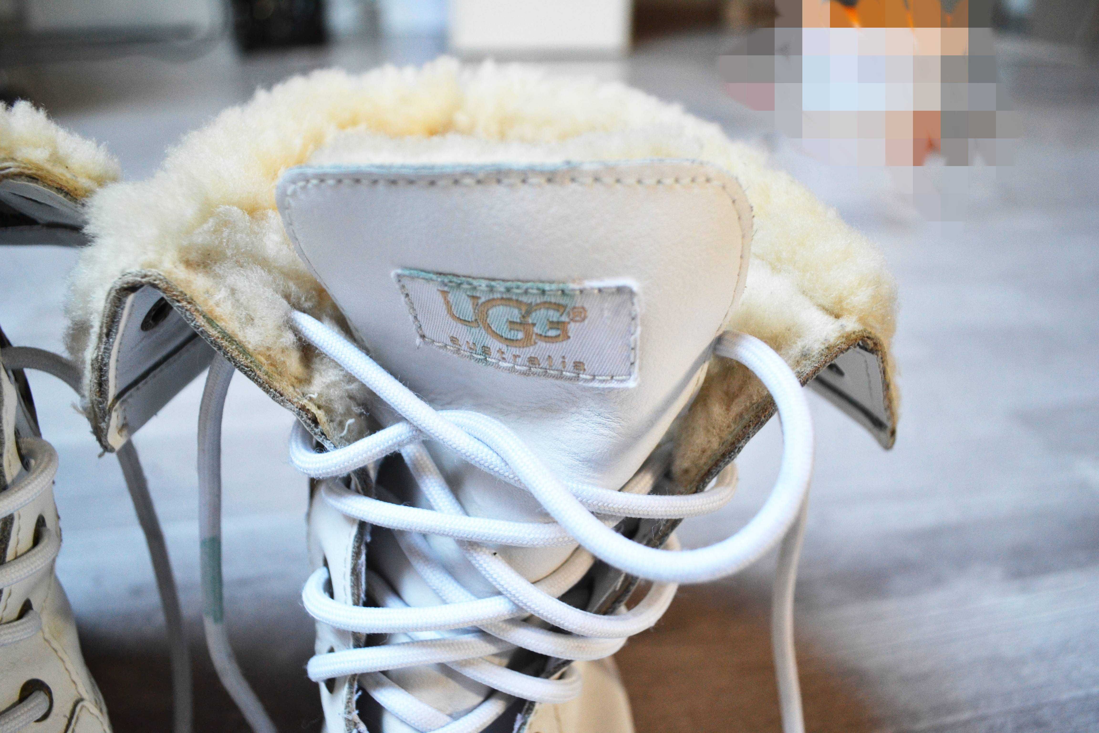 Ugg białe kozaki w panterkę kozaczki 34 kamasze zimowe buty
