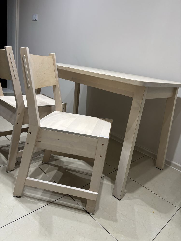Stół Ikea Norraker oraz 2 krzesła - biala brzoza