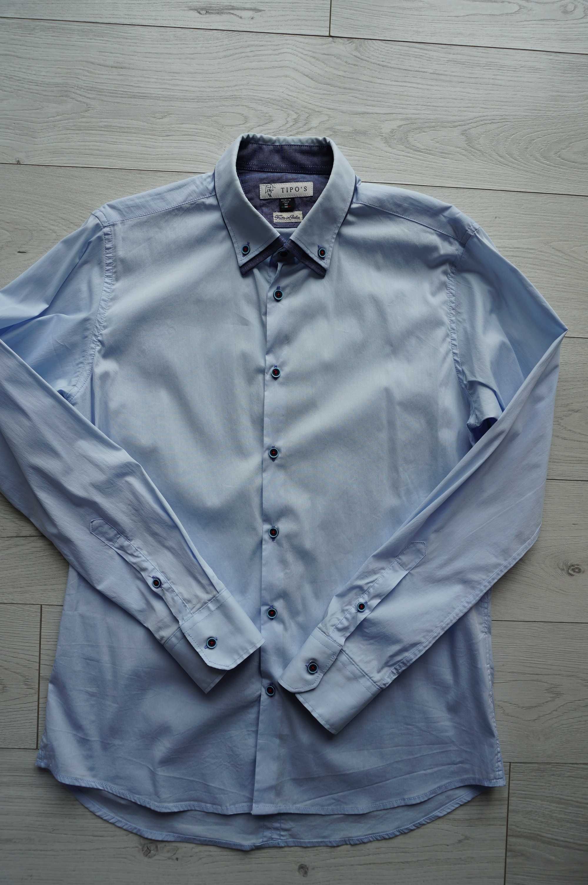 elegancka błękitna koszula do garnituru r.38~ Made in Italy