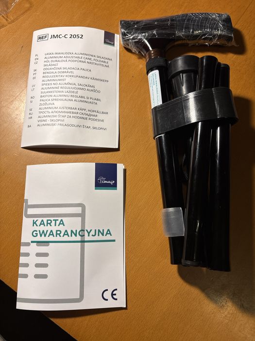 Laska inwalidzka, aluminiowa, składana, NOWA,