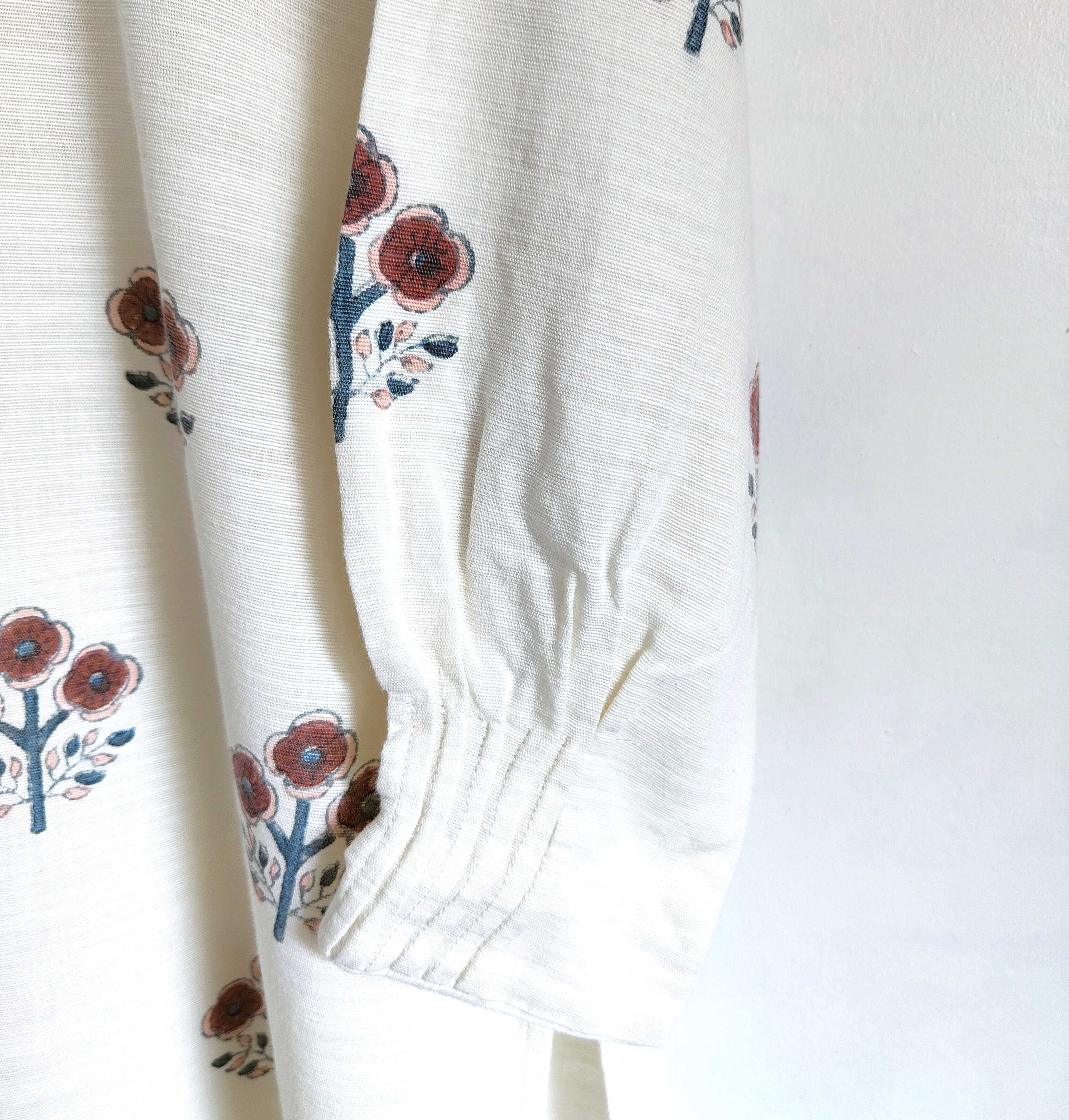 Biały komplet indyjski M 38 kwiaty boho bohemian retro kameez sari