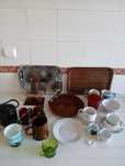 Conjunto Lote de Louças Porcelanas Vidros Pratos Copos Taças Antigos
