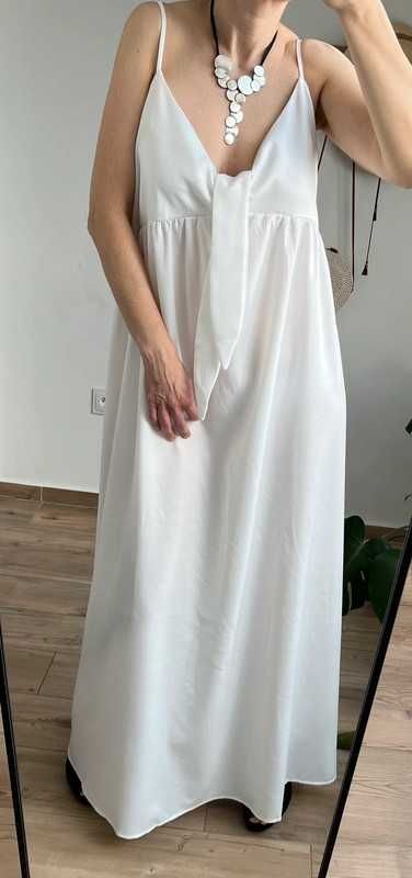 Biała maxi długa NOWA suknia boohoo boho ślubna wesele