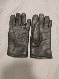 Rękawiczki skórzane ocieplane kożuszkiem