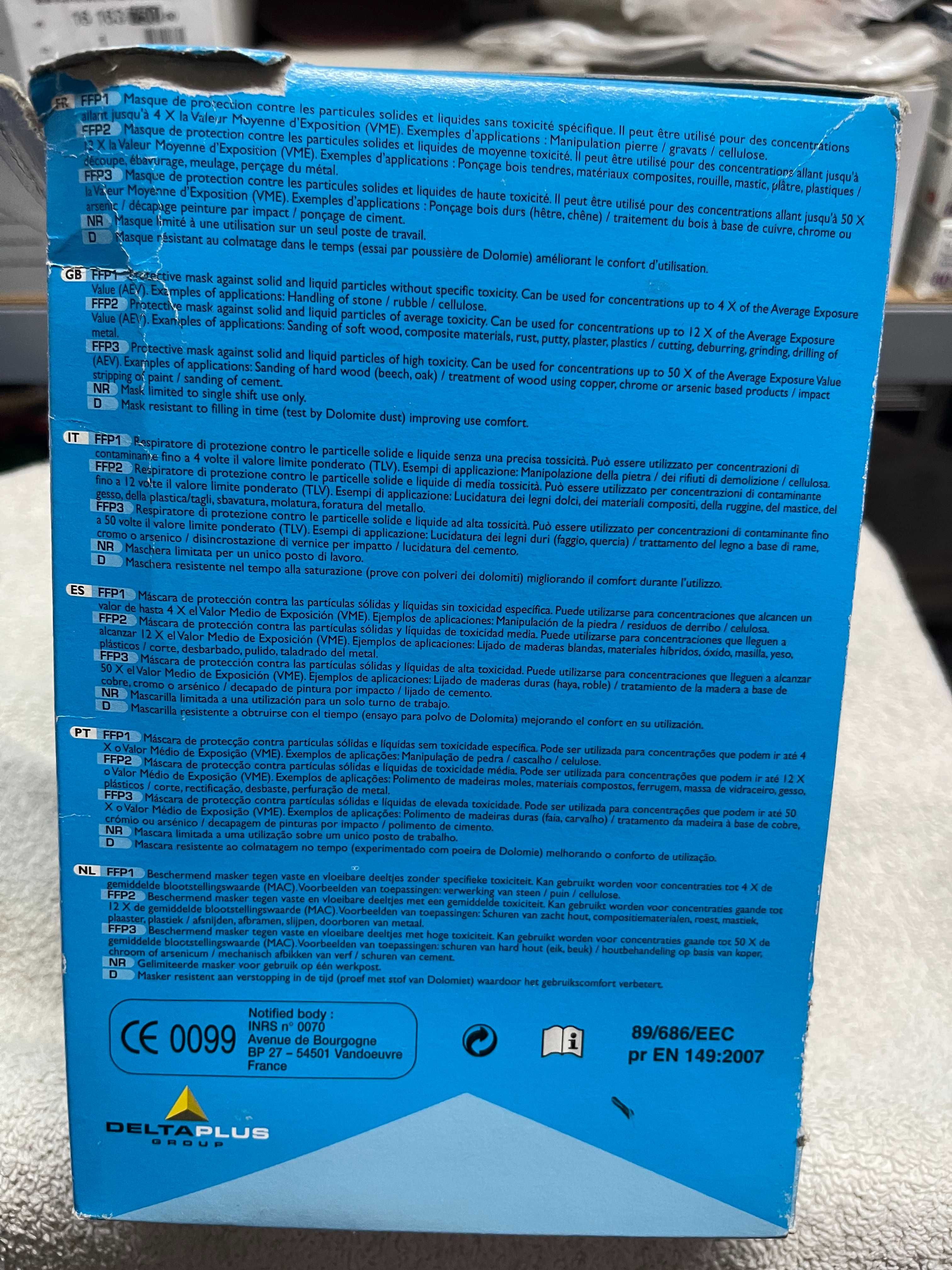 VENITEX 1201PD Máscaras filtrantes FFP2  de 50 peças.