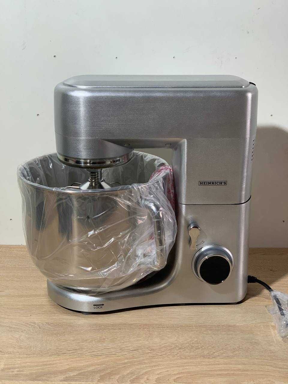 Новий срібний планетарний міксер тістоміс Heinrich's HKM 8110 чаша 11л