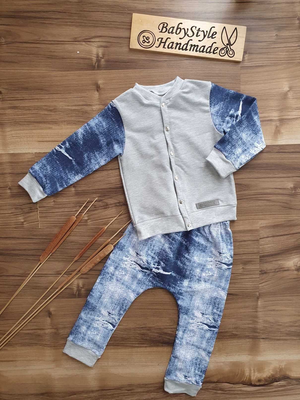 Zestaw bluza rozpinana JEANS spodnie Dżins dla chłopca HANDMADE 15