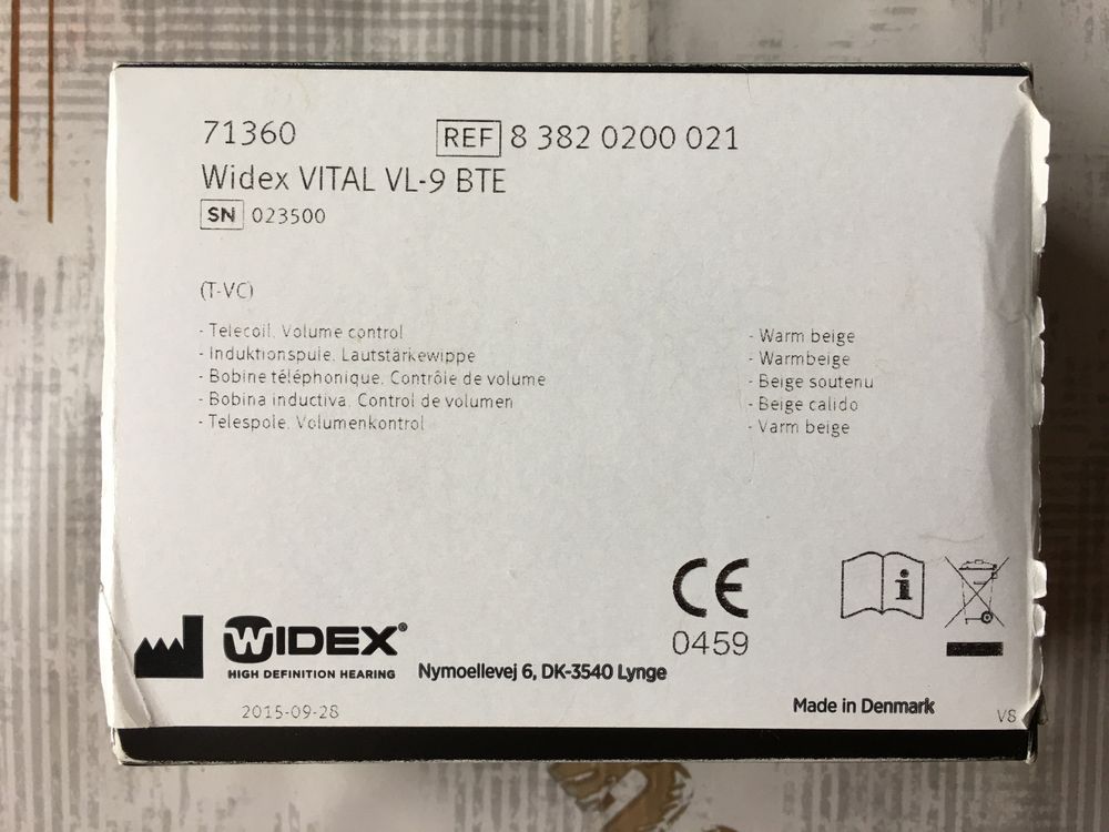 Widex VITAL VL-9 BTE (ДАНИЯ) Слуховой Аппарат!