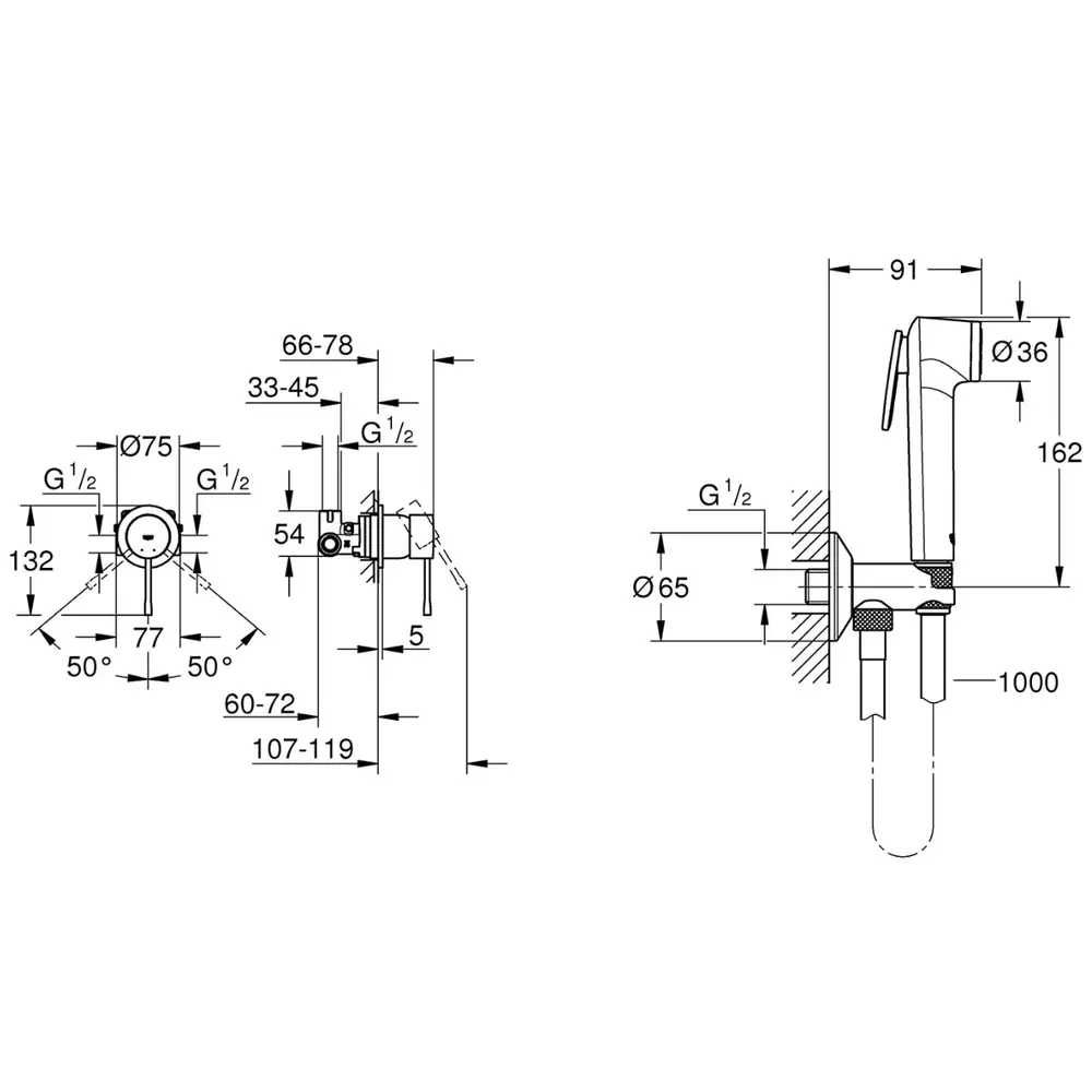 UA111197000 Grohe Essence Гігієнічний душ зі змішувачем прих монт хром