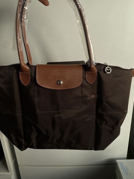 Longchamp Le Pliage Large Tote Bag - Brown Nylon with Leather Handles