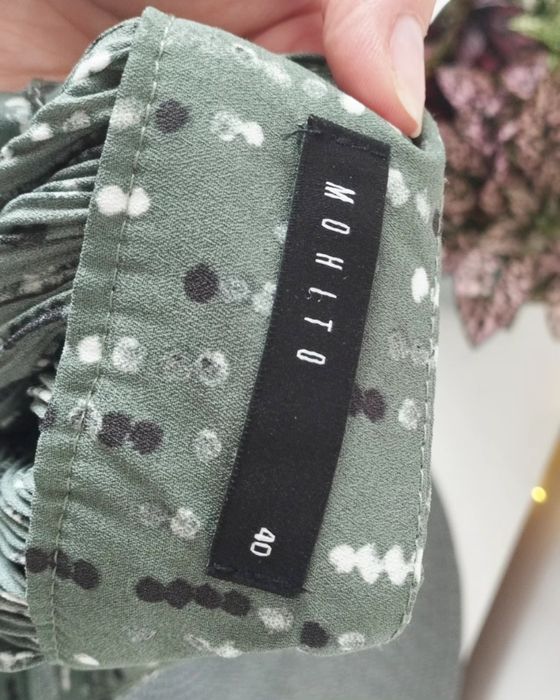 Spódnica midi elegancka plisowana Mohito 40 L letnia khaki zielona