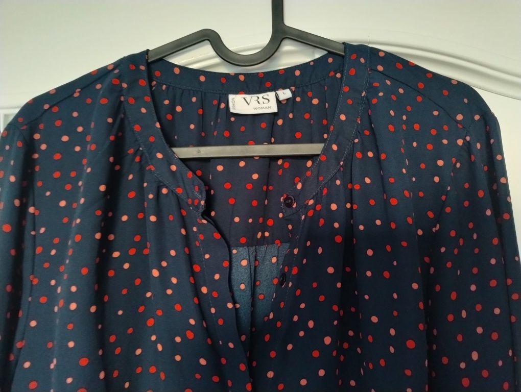 Sukienka L xl  granatowa w groszki