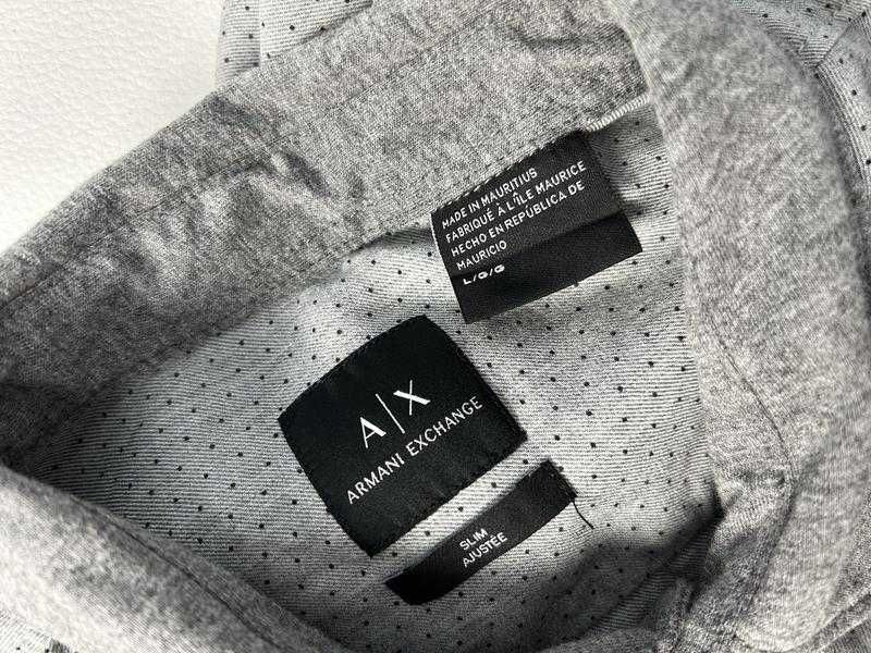 Armani Exchange мужская хлопковая рубашка с длинным рукавом