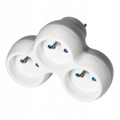 Rozgałęźnik sieciowy 3 gniazda 16A biało szary