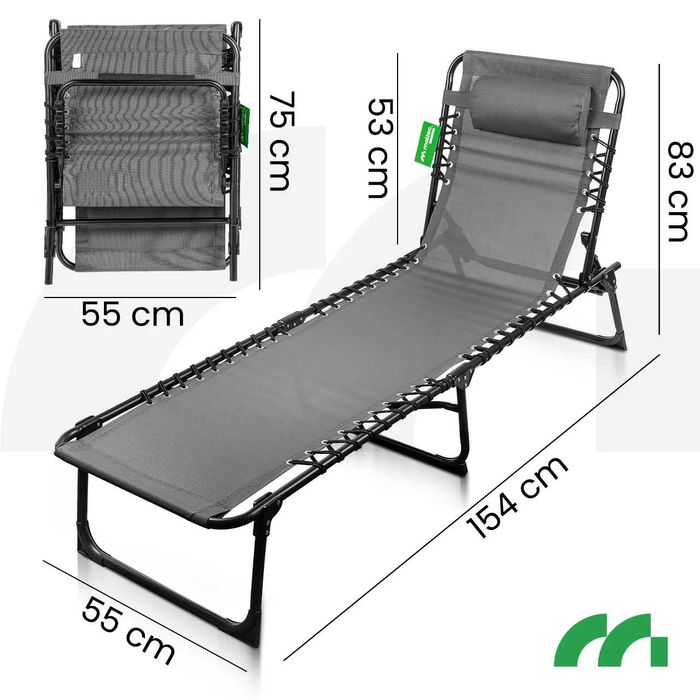 Розкладний садовий шезлонг, лежак Beach Chair Oasis сірий