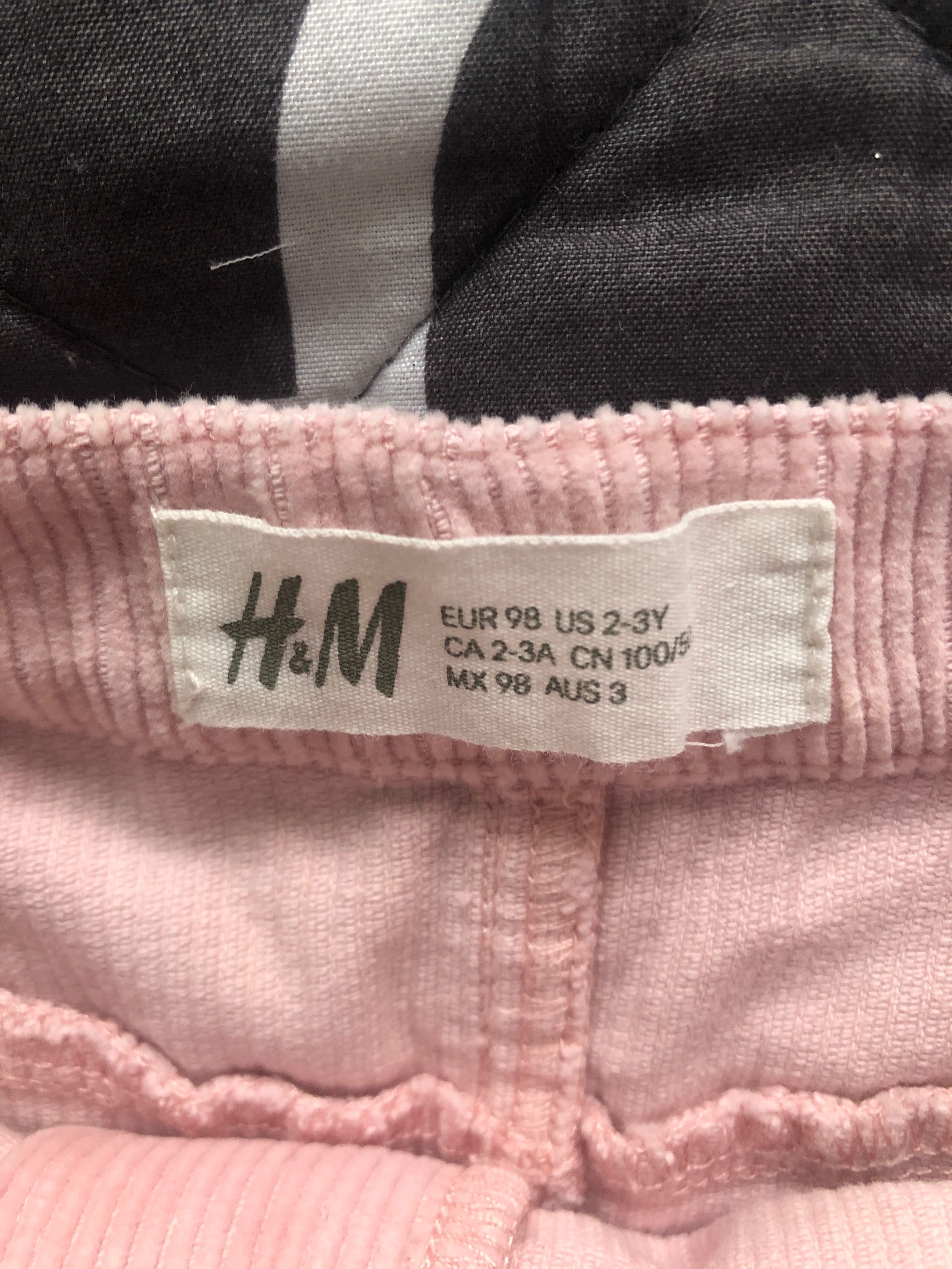 Sztruksowa różowa dziewczęca spódniczka rozmiar 98 H&M