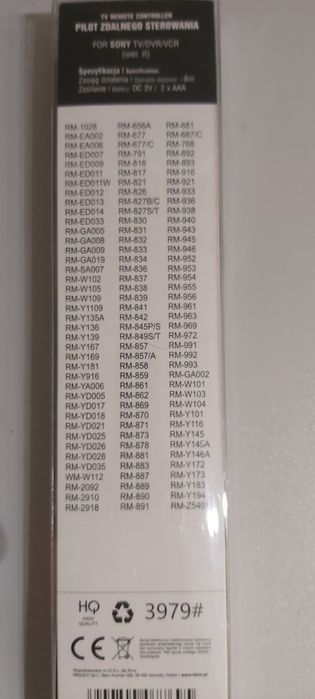 Uniwersalny pilot do TV Sony