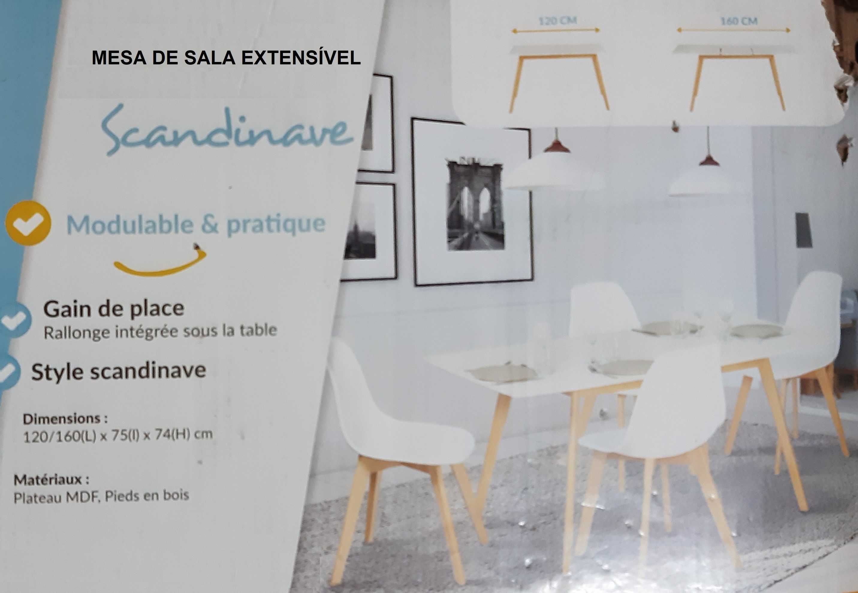 Mesa extensível e 6 cadeiras para sala