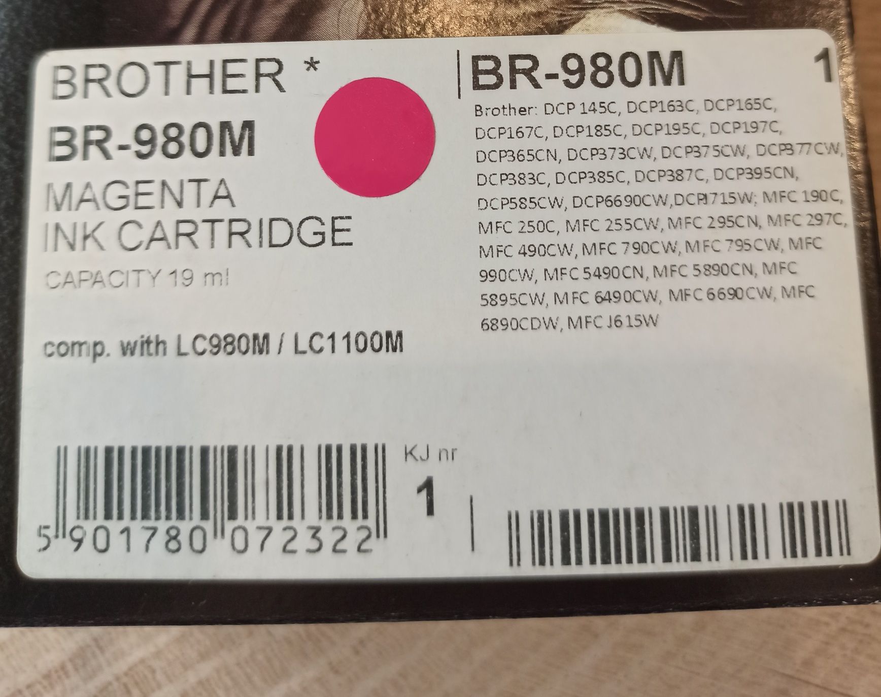 Tusze do drukarki Brother LC980/LC1100
