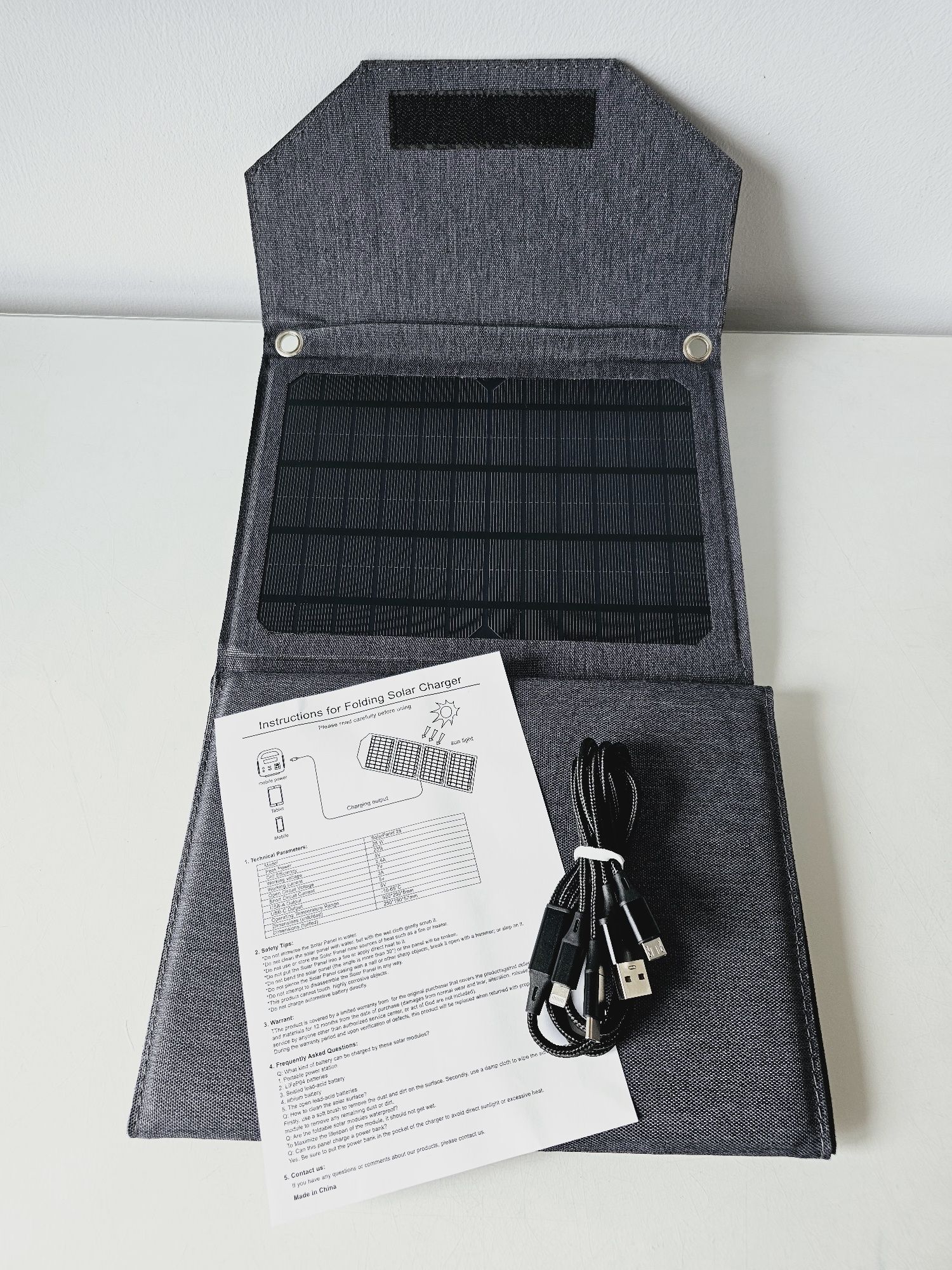 Przenośny składany panel słoneczny 28W 2xUSB torba