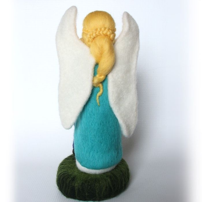 Anioł stróż z chłopczykiem - rękodzieło, figurka filcowana