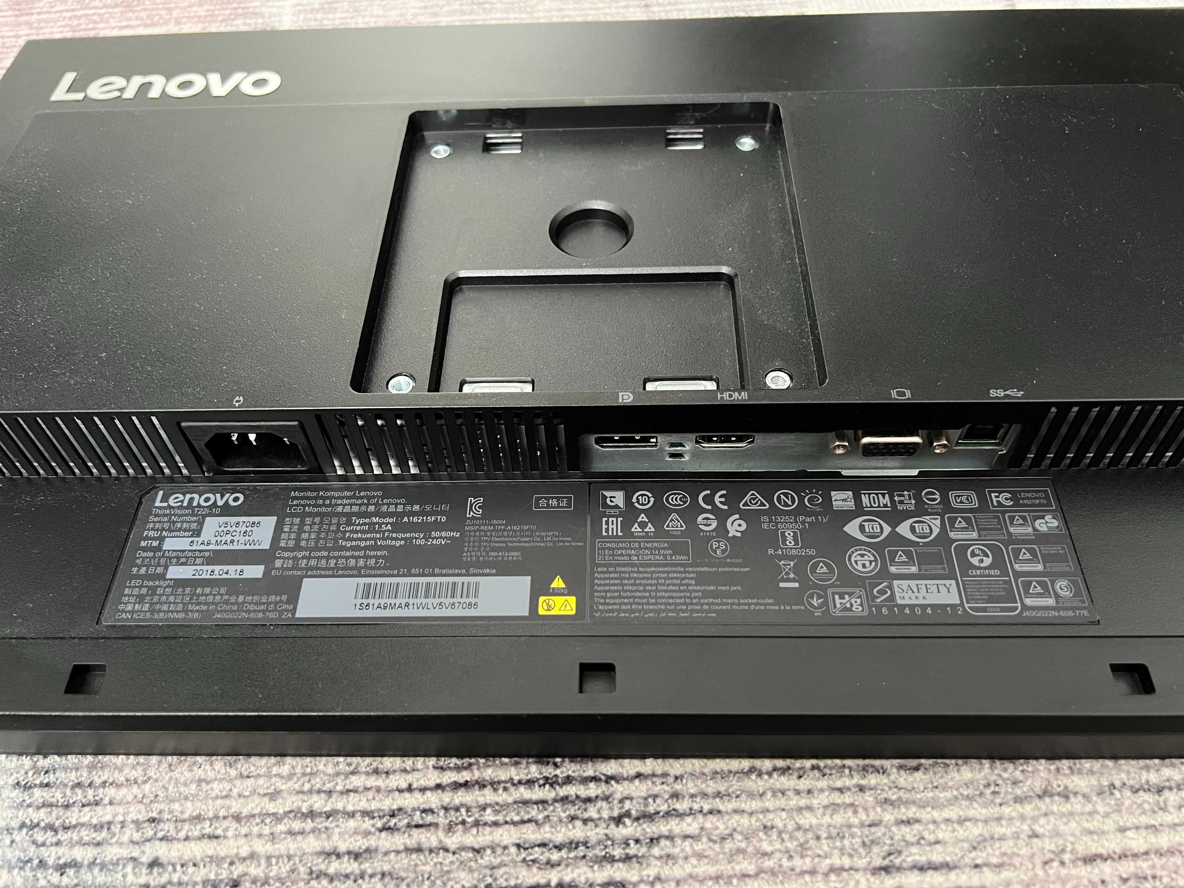 Lenovo ThinkVision T22i-10 / 1920 x 1080 / 21,5" / LED /Low Blue Light