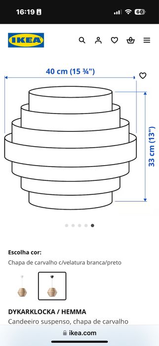 Candeeiro ikea Novo