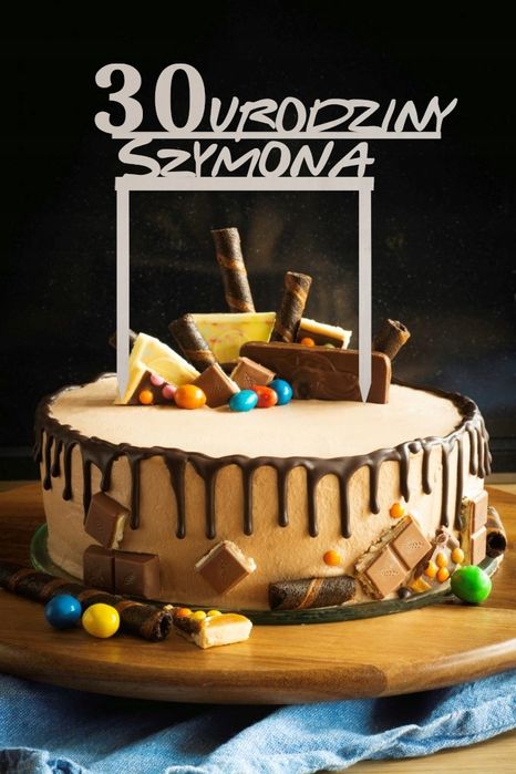 Topper na Tort Urodzinowy Urodziny Personalizowany - Twoje Imię + Wiek