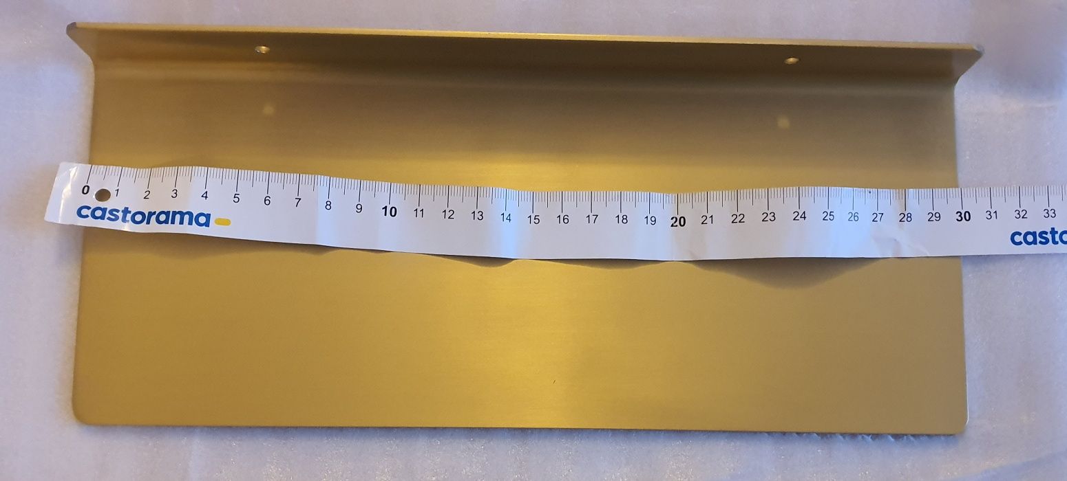 2 złote półki na ścianę, nowoczesne, metalowe, solidne