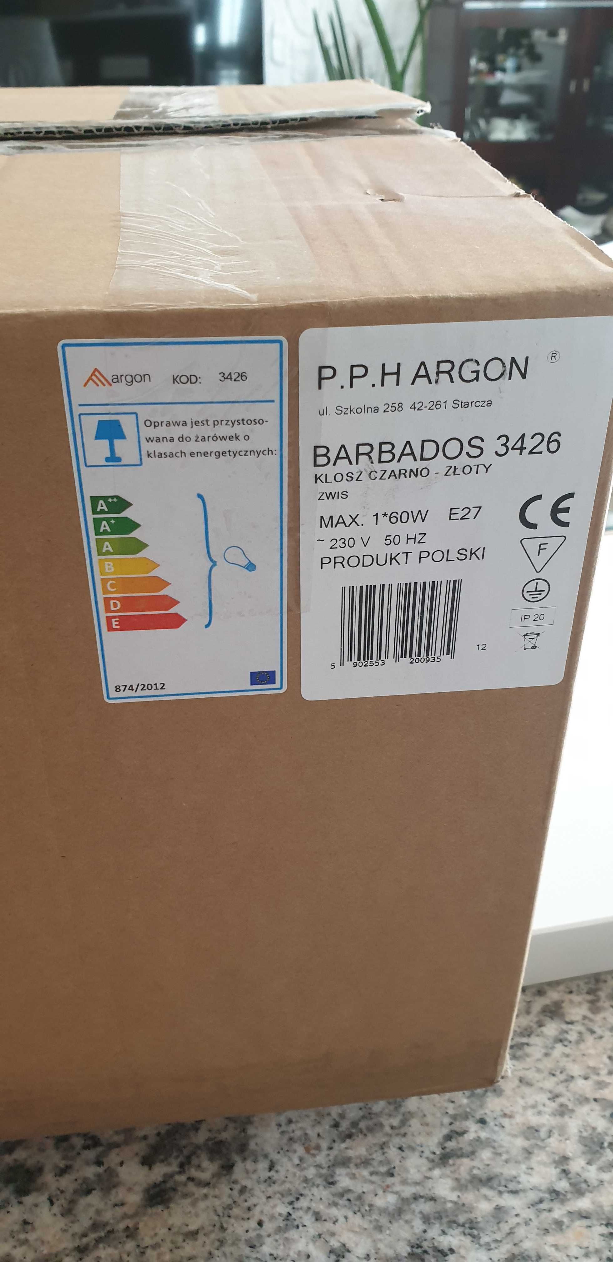 Lampa BARBADOS MAXI 3426 Argon, czarna ze złotym