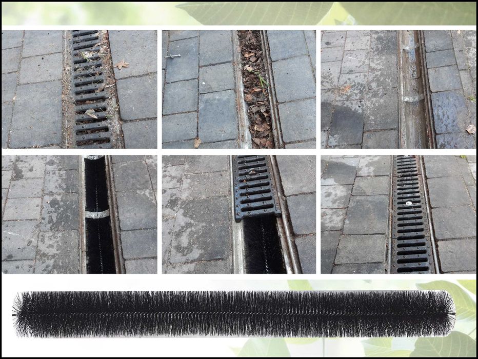 Szczotka siatka kolce ochrona do rynien i odpływów liniowych .