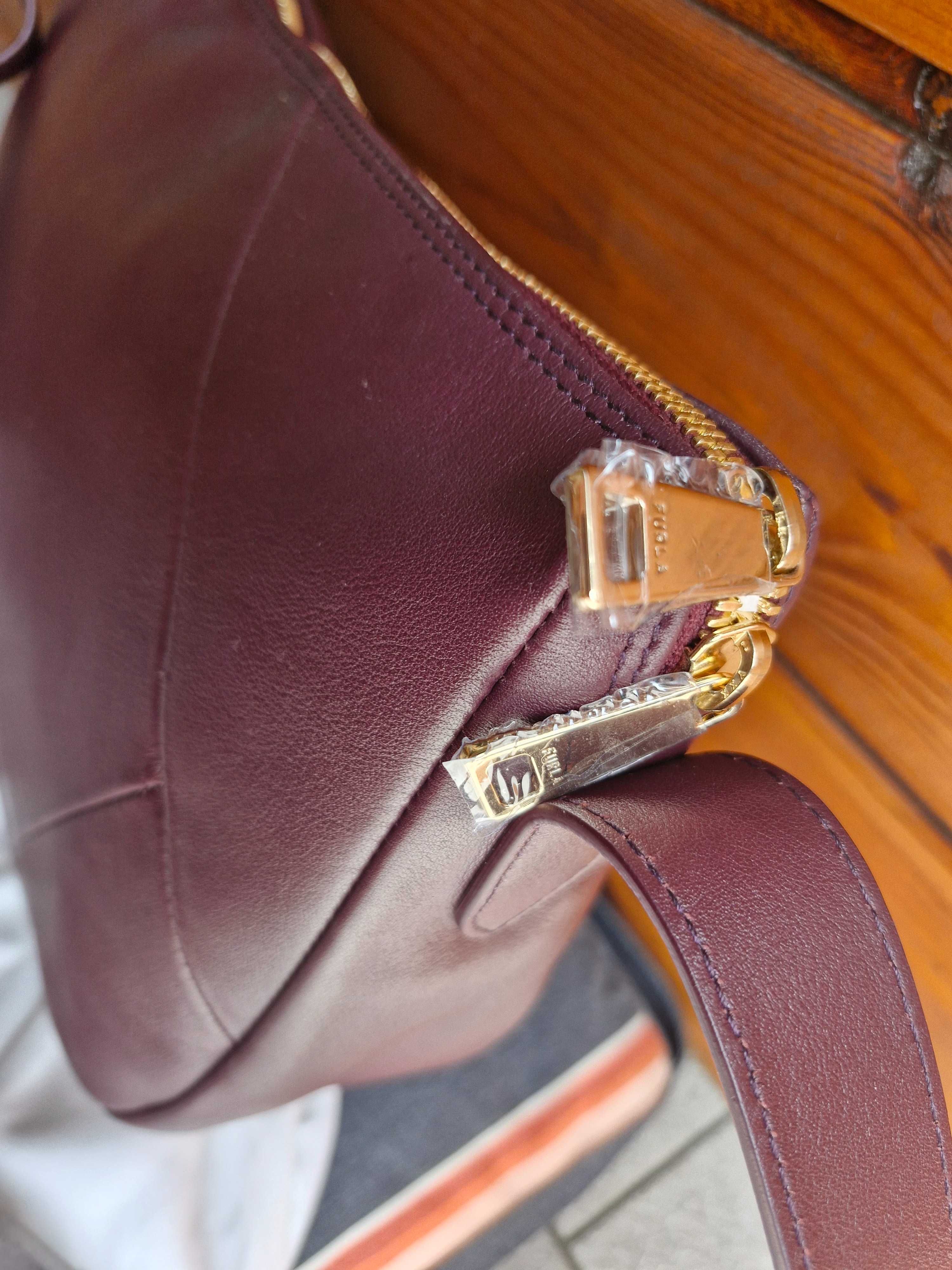Furla flow nowa torebka bordowa skóra OKAZJA