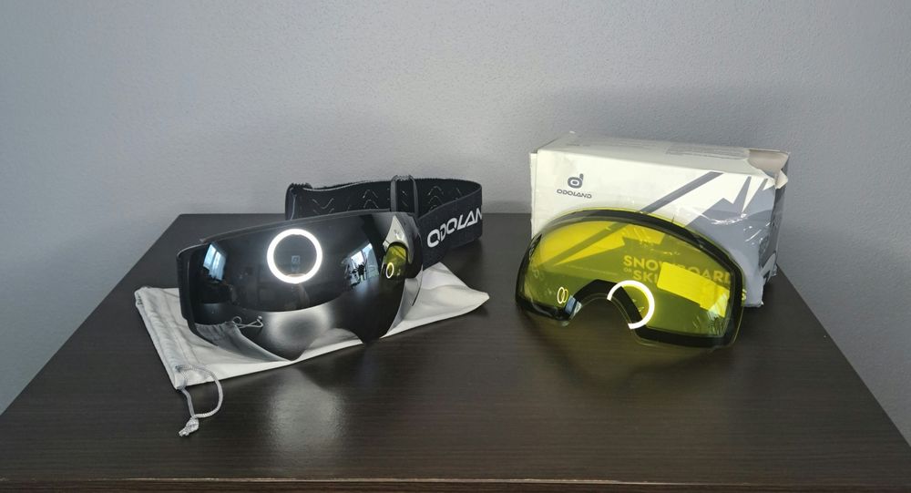 Odoland Gogle Narciarskie Unisex Bezramkowe z Wymienną Soczewką UV400