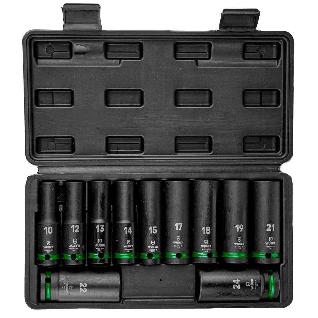 Zestaw NASADEK UDAROWYCH 11el 1/2" 6-KĄTNE DŁUGIE NASADKI 10-24mm 2207