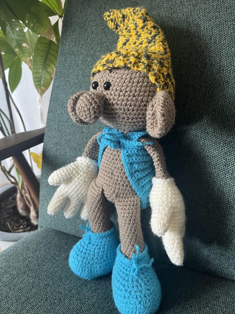 Smerf nowy 35cm (z czapka 50cm) handmade