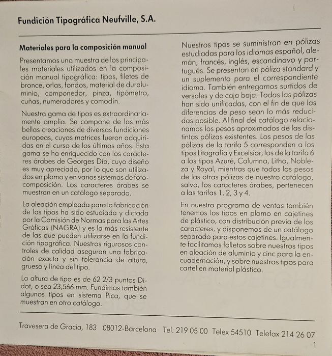 Catálogo Tipos Artes Gráficas