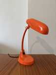 Lampa biurkowa vintage PRL pomarańczowa, retro design