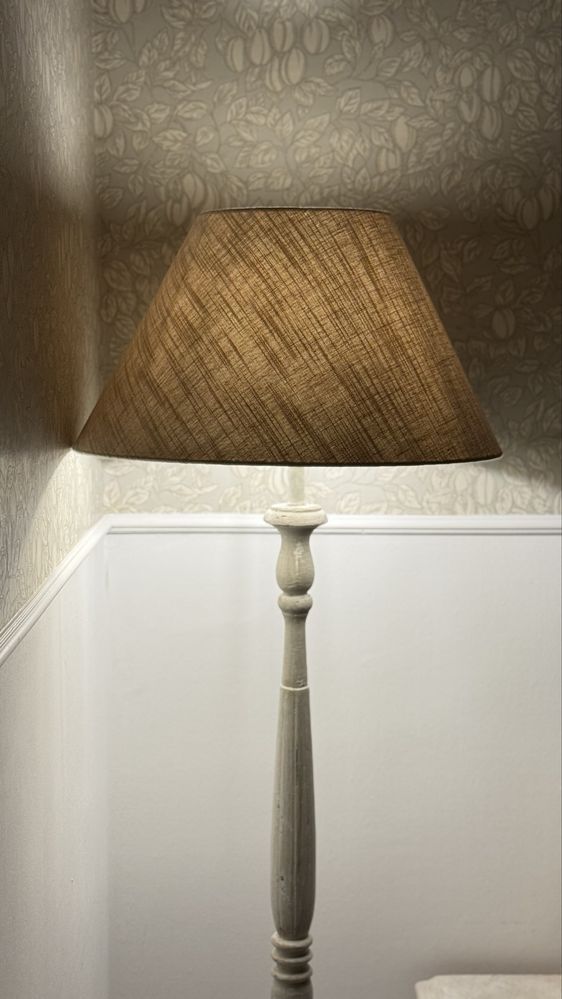 Lampa drewniana abażur lniany PR Home
